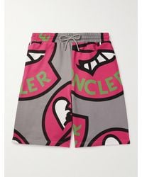 Moncler - Straight-Leg Logo-Print Cotton-Jersey Drawstring Shorts - Lyst