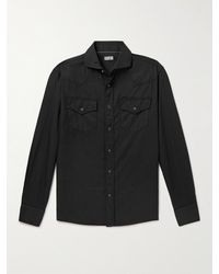 Brunello Cucinelli - Brushed Cotton-Twill Shirt - Lyst