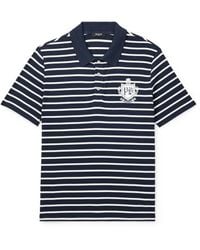 Balmain - Mariniere Logo-Print Striped Cotton Polo Shirt - Lyst