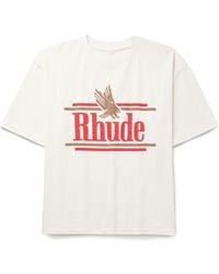 Rhude - Rossa Logo-print Cotton-jersey T-shirt - Lyst
