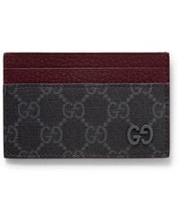 Gucci - GG Supreme Monogrammed Coated-canvas And Pebble-grain Leather Cardholder - Lyst