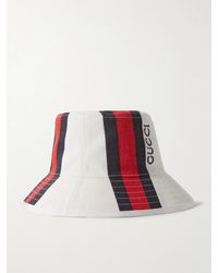 Gucci - Fischerhut aus Baumwoll-Canvas mit Logostickerei und Streifen - Lyst