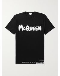 Alexander McQueen - T-shirt in jersey di cotone con logo stampato - Lyst