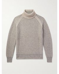 ZEGNA - Ribbed Cashmere And Silk-Blend Rollneck Sweater - Lyst