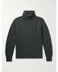 Tod's - Pullover a collo alto in misto lana a coste con logo applicato - Lyst