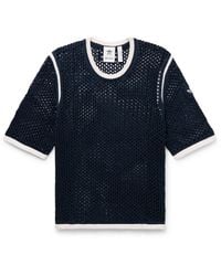 adidas Originals - Wales Bonner Logo-embroidered Open-knit Cotton-blend T-shirt - Lyst