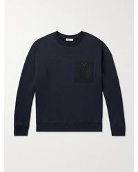 Valentino Garavani - Sweatshirt aus Stretch-Baumwoll-Jersey mit Logoverzierung und Twillbesatz - Lyst