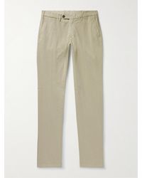 Canali - Slim-fit Straight-leg Garment-dyed Cotton-blend Twill Trousers - Lyst