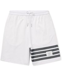 Thom Browne - Straight-leg Striped Cotton-piqué Drawstring Shorts - Lyst