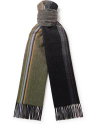 Paul Smith - Fringed Striped Wool And Cashmere-blend Scarf - Lyst