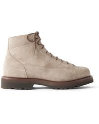 Brunello Cucinelli - Polacco Velvet-Trimmed Suede Hiking Boots - Lyst
