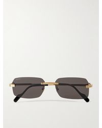 Cartier Rimless Rectangular-frame Gold-tone Sunglasses - Metallic
