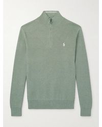 Polo Ralph Lauren - Logo-Embroidered Cotton Half-Zip Sweater - Lyst