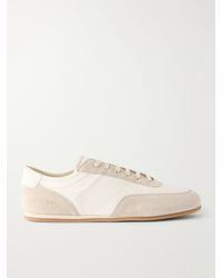 Common Projects - Minimal Runner Suede-Trimmed Leather Sneakers - Lyst