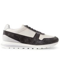 Brunello Cucinelli - Olimpo Full-grain Leather And Suede Sneakers - Lyst