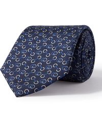 Gucci Monogram Print Tie in Blue for Men