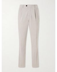 Brunello Cucinelli - Tapered Pleated Cotton-Corduroy Trousers - Lyst