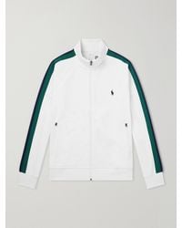 Polo Ralph Lauren - Logo-embroidered Striped Cotton-jersey Zip-up Sweatshirt - Lyst
