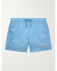 Moncler - Shorts da mare medi a gamba dritta con logo applicato - Lyst