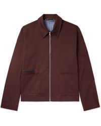 Paul Smith - Leather-Trimmed Cotton-Blend Twill Harrington Jacket - Lyst
