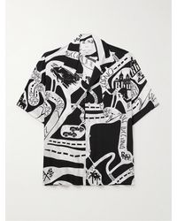 Rhude - Strada Camp-collar Logo-print Silk-twill Shirt - Lyst