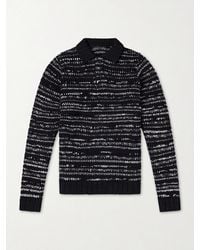 Sacai - Knitted Cotton-blend Polo Shirt - Lyst