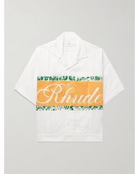 Rhude - Camicia in lino con logo - Lyst