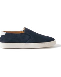 Brunello Cucinelli - Leather-trimmed Suede Slip-on Sneakers - Lyst