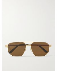 Cartier - Occhiali da sole in metallo dorato stile aviator Santos de Cartier - Lyst