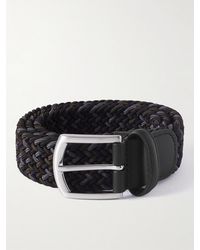 Anderson's - 3.5Cm Leather-Trimmed Woven Elastic Belt - Lyst