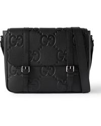 Gucci - Jumbo GG Medium Logo-debossed Full-grain Leather Messenger Bag - Lyst