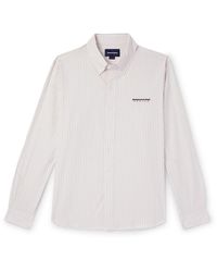thisisneverthat - Dsn Button-down Collar Logo-embroidered Striped Cotton Oxford Shirt - Lyst