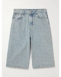 Acne Studios - Rudda Wide-Leg Logo-Jacquard Denim Shorts - Lyst