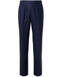 Drake's - Straight-leg Pleated Linen Suit Trousers - Lyst