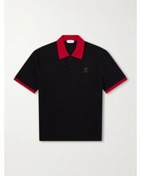 Versace - Logo-embroidered Cotton-piqué Polo Shirt - Lyst
