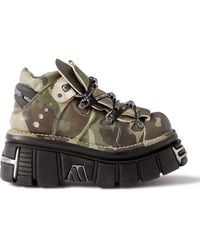 Vetements - New Rock Embellished Camouflage-print Leather Platform Sneakers - Lyst