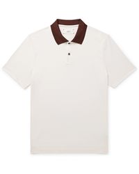 MR P. - Two-Tone Stretch-Linen And Cotton-Blend Jersey Polo Shirt - Lyst