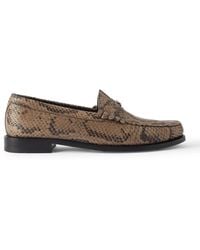 Celine - Logo-Embellished Snake-Effect Leather Penny Loafers - Lyst