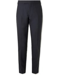 Dunhill - Grosgrain-trimmed Grain De Poudre Wool Tuxedo Trousers - Lyst
