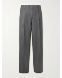 AURALEE - Wide-Leg Pleated Pinstriped Wool-Flannel Suit Trousers - Lyst