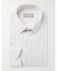 Canali - Striped Cotton And Silk-blend Shirt - Lyst