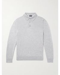 ZEGNA - Cashmere And Silk-Blend Polo Shirt - Lyst