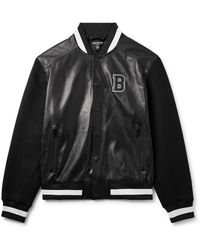 Balmain - Logo-Appliquéd Leather And Wool Varsity Jacket - Lyst