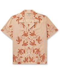 Bode - Bougainvillea Camp-collar Embroidered Cotton-voile Shirt - Lyst