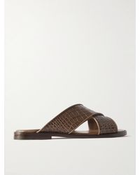 Manolo Blahnik - Otawi Croc-effect Leather Sandals - Lyst
