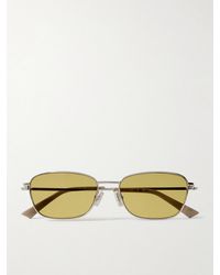 Bottega Veneta - Silberfarbene Sonnenbrille mit D-Rahmen - Lyst