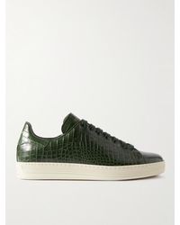 Tom Ford - Warwick Croc-effect Patent-leather Sneakers - Lyst