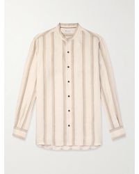 Loro Piana - Elia Grandad-collar Striped Linen And Silk-blend Shirt - Lyst