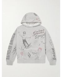 SAINT Mxxxxxx - Printed Distressed Cotton-jersey Hoodie - Lyst
