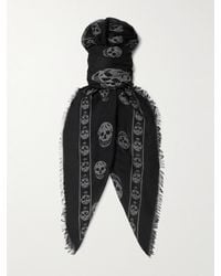 McQueen - Tuch aus einer Modal-Seidenmischung mit Print und Fransen - Lyst